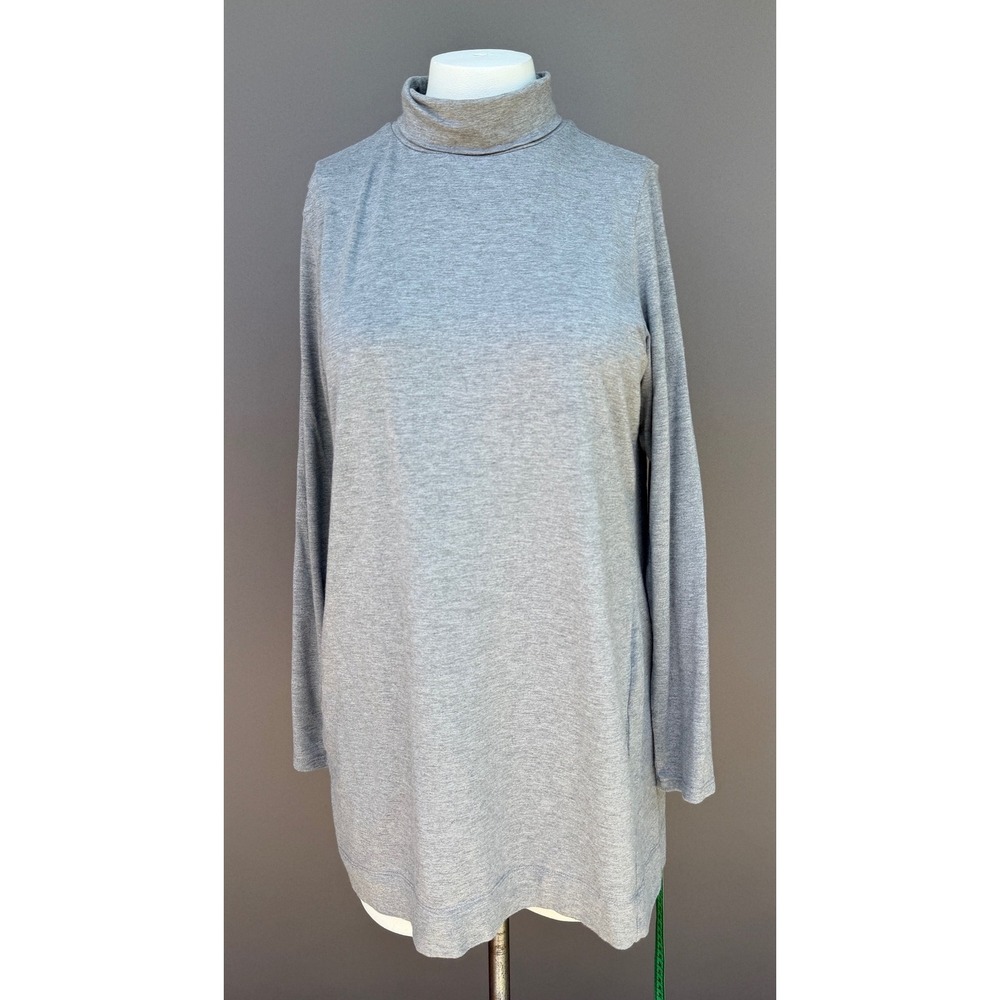 J Jill Luxe Supima Turtleneck Tunic Large Gray Long Sleeve Minimalist Top Soft‎
